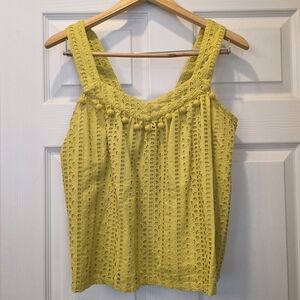 Sundance Sugar Sand Tank Yellow Eyelet Boho Festival Women's M *Straps Altered*